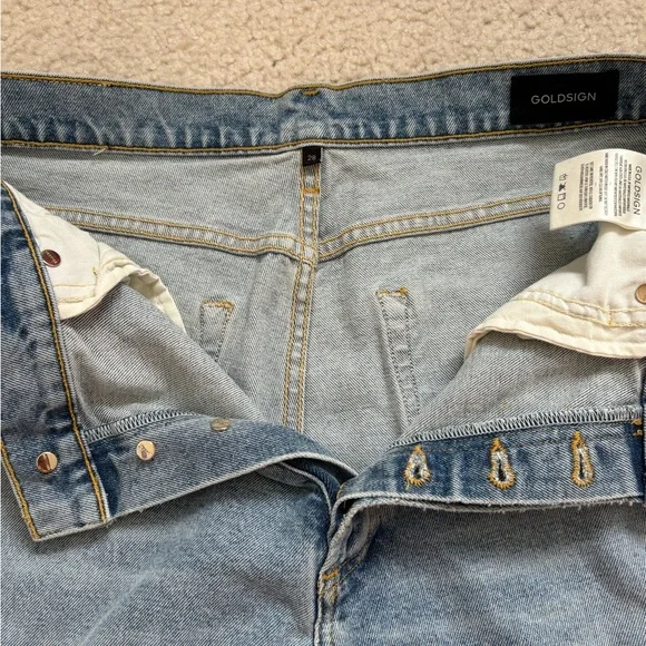 Goldsign light wash denim button fly straight leg jeans, sz 28 (measures sz 30) - Picture 5 of 7